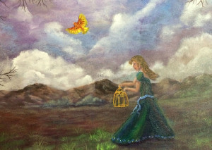 A cloudy start ( birdcage closeup) Work in process Dawn Blair ©2015