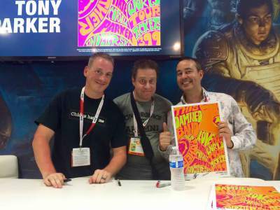 Tony Parker, Paul Cornell, and yours truly. Picked up their comic, This Damned Band when it hits the shelves!