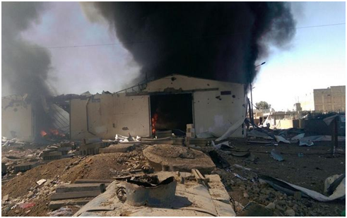 Oxfam's warehouse in Saada, Yemen after an airstrike in April 2015. Photo: Oxfam