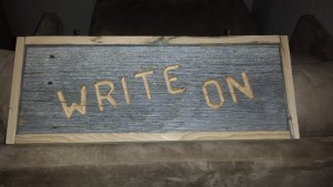 Write On is Lee's expression to inspire herself to sit and write at her desk. No excuses, daily!
