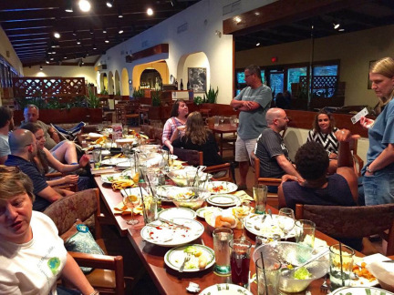 Josh Funk at nErDcamp pre-dinner at the Olive Garden