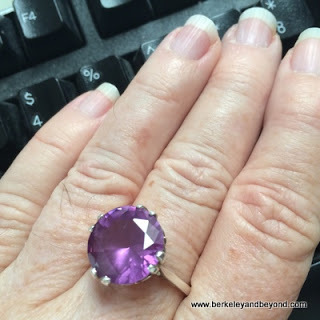 synthentic alexandrite in silver setting