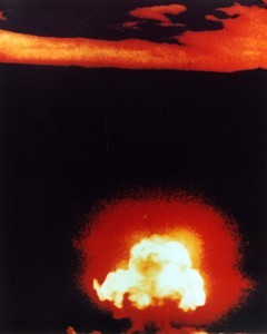Atomic bomb 'Gadget' exploding during Operation Trinity, Alamogordo NM, 16 Jul 1945 (US Department of Energy)
