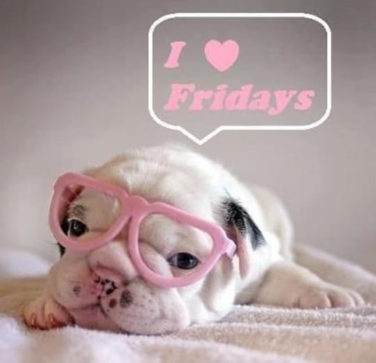 Happy Friday pup pink glasses