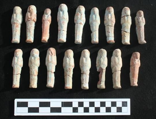 Ushebti clay figurines discovered in the shaft, Luxor, Egypt