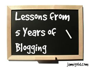 Chalkboard with text: Lessons from 5 Years of Blogging