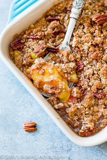Sweet Peach Crisp with Toasted Pecans-- grab the recipe on sallysbakingaddiction.com