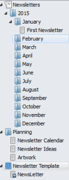 The Binder showing my Newsletter Template