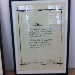 Framed Lindemann poetry broadside