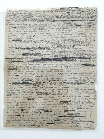Original long-hand MS of AtMoM. (ignore my shadow reflection on the plastic sleeve of the page)