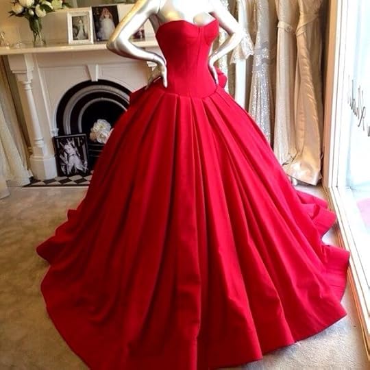 Old fashioned red ball gown I would love to wear this at some fancy ball I would feel like a princess