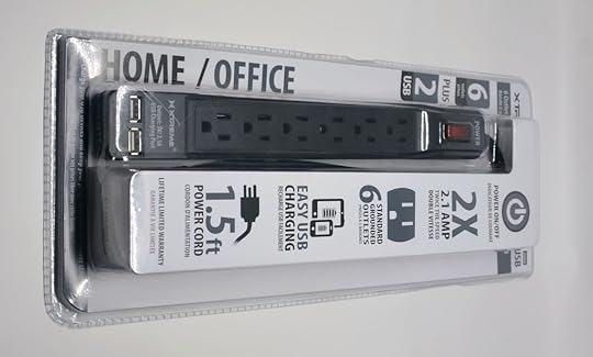 The packaging for the Rebelite Xtreme Six Outlet Surge Protector with USB.