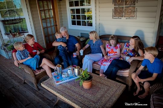Family With Coffee on Patio
