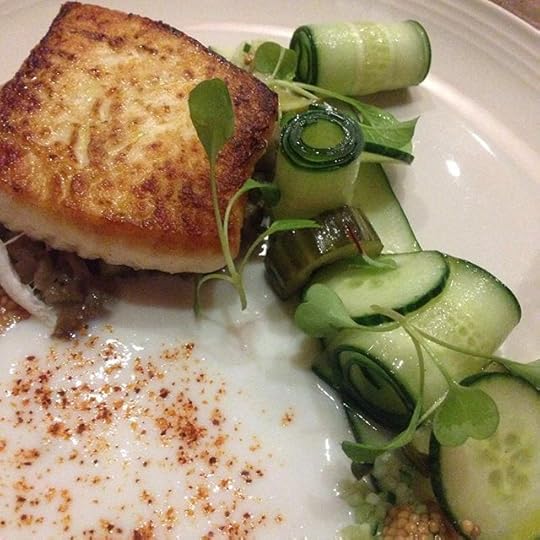 Dinner date out with KP. Had halibut over sunchokes with cucumber and buttermilk. Omg yum! #365days #ig2015 #dailyphoto