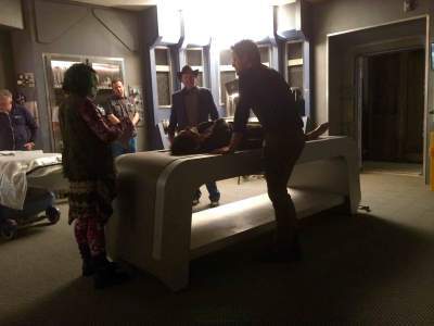Bruce McDonald directs Jodelle Ferland, Natalie Brown, and Anthony Lemke in the infirmary.