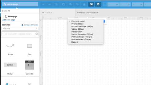 Screenshot of setting up an iPhone canvas in UXPin