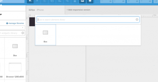 Screenshot of searching for elements in UXPin
