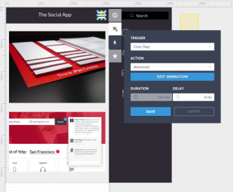 Screenshot of adding interactions.