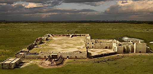 A reproduction of the original Alamo mission fortress