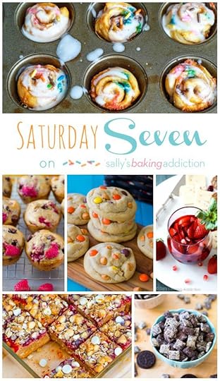 Sally's Baking Addiction recipes including Reese's Pieces Cookies, Strawberry Sangria, Peanut Butter & Jelly Bars, Raspberry Chocolate Chip Muffins, Cake Batter Cinnamon Rolls, and more!