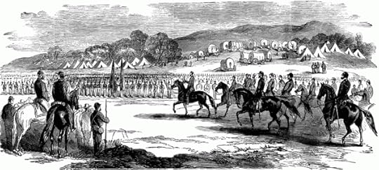 President Lincoln reviewing the troops at Harrison's Landing, an event which John Doherty witnessed and described (Library of Congress)