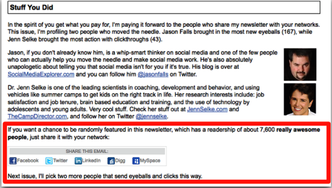 Social links in email