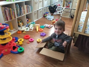Notice the toys all around...BOX!