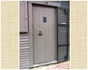 Front door of Paul Revere house, which served as the original tourist entrance. July 2014. (Photo: Sarah Sundin)