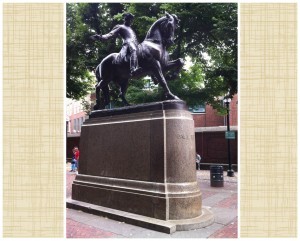 Statue of Paul Revere, erected 22 September 1940. (Photo: Sarah Sundin, July 2014)