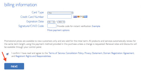 Author Website: Fill in Billing Info