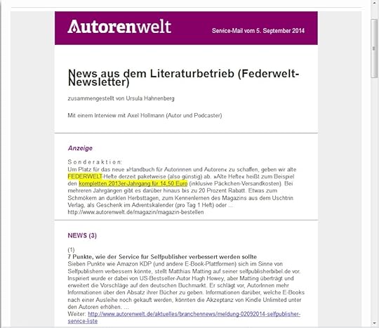 newsletter federwelt