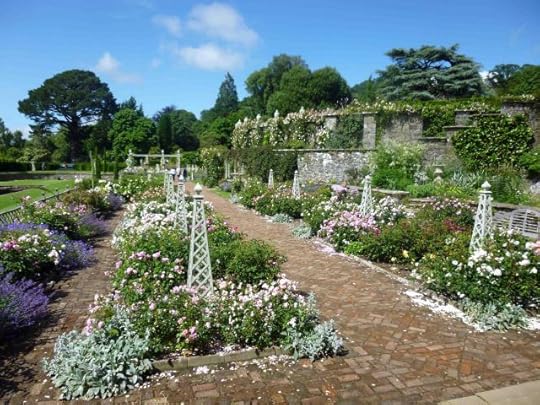 The ultimate in formal gardening: the lower rose terrace at Bodnant Gardens, Conwy.