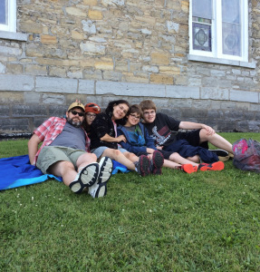 Waiting for the parade to begin.