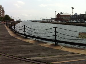 The base of Dry Dock 2 at the Charlestown Navy Yard, Boston (Photo: Sarah Sundin, July 2014)