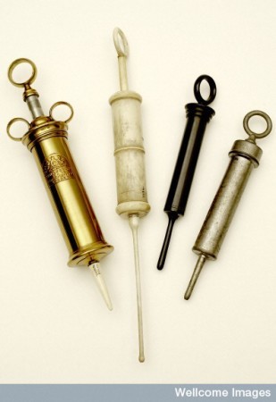 L0036372 Brass, ivory, ebony and pewter enema syringe Credit: Wellcome Library, London. Wellcome Images images@wellcome.ac.uk http://wellcomeimages.org Brass, ivory, ebony and pewter enema syringe Photograph 17th - 19th century Published: - Copyrighted work available under Creative Commons Attribution only licence CC BY 4.0 http://creativecommons.org/licenses/by/4.0/