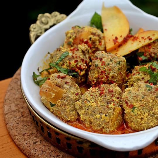 Poached Saffron Mint Meatballs