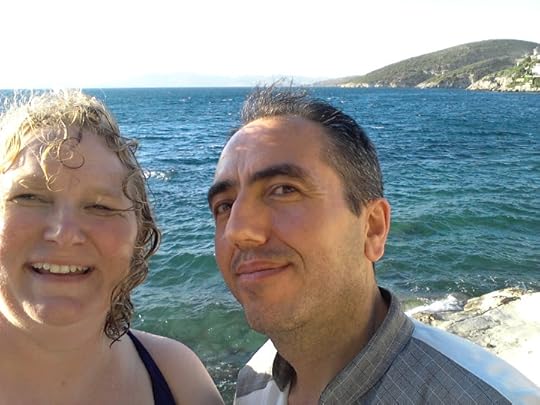 Catching a golf cart ride down to the Aegean at the Hotel Kismet, Kusadasi.