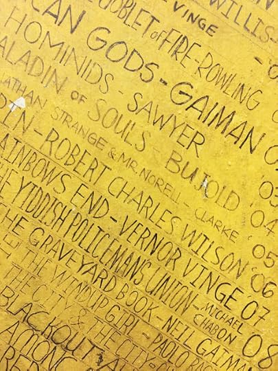 Hugo Winners pillar in Powell's City of Books