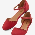 red ankle strap