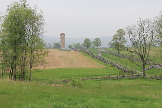 18. View taking in the Sunken Lane and part of the Irish Brigade's line; the Brigade's right-hand regiment the 69th New York guided themselves on the Roulette Farm Lane in the foreground, advancing across the screen from the left.