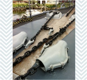 Anchor chains on the USS Joseph P. Kennedy, Jr., Battleship Cove, Fall River, MA, July 2014 (Photo: Sarah Sundin)