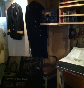 Captain's in-port cabin, USS Cassin Young, Charlestown Navy Yard, Boston, July 2014 (Photo: Sarah Sundin)