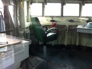 Port side of pilothouse, USS Joseph P. Kennedy, Jr., Battleship Cove, Fall River, MA, July 2014 (Photo: Sarah Sundin)