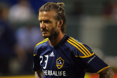 David Beckham man bun