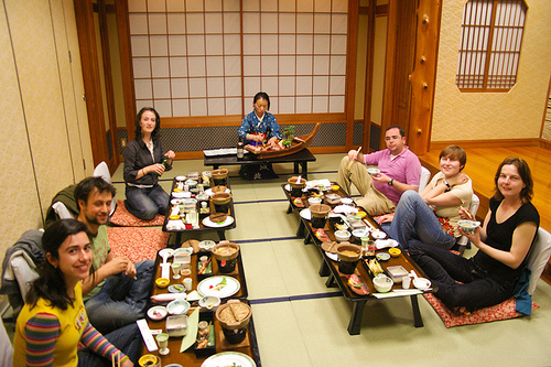 Typical ryokan dinner in Japan