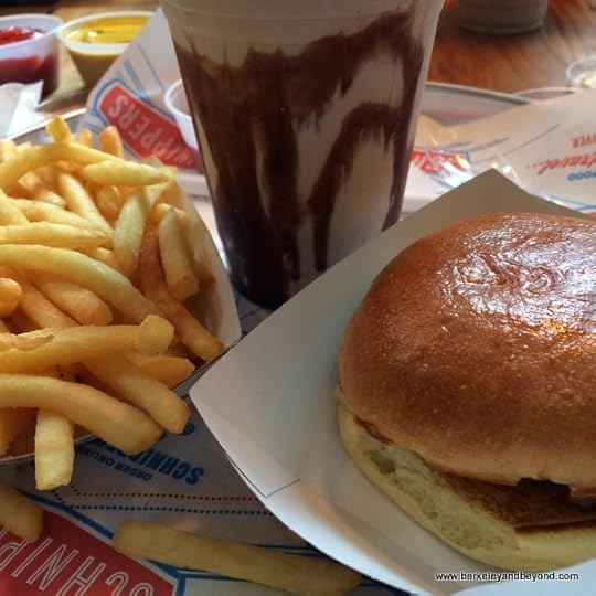burger and shake at Schnippers Quality Kitchen in NYC's Flatiron District
