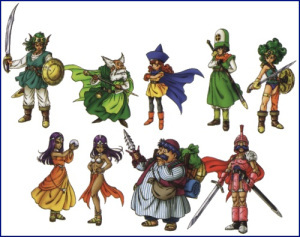 The lovely cast of Dragon Quest IV, drawn by Mr. Akira Toriyama, of Dragon Ball Z and Chrono Trigger fame.