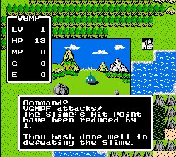 Dragon Quest I battle screen.