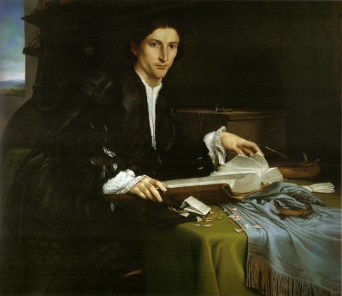 Portrait of a Gentleman in his Study by Lorenzo Lotto