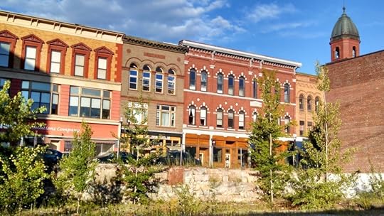 Downtown Lewiston, Maine, as dusk approaches.